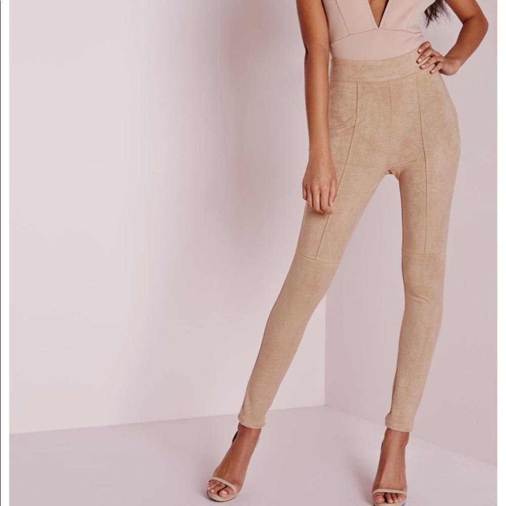 Faux Suede Nude High Waist Pants